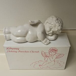 JCPenney White Porcelain Cherub Figurine